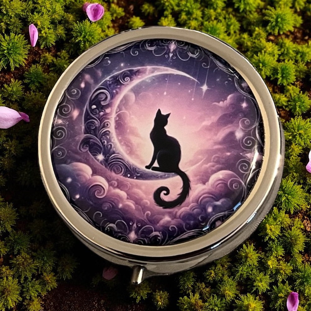 Purple Cat Pill Container